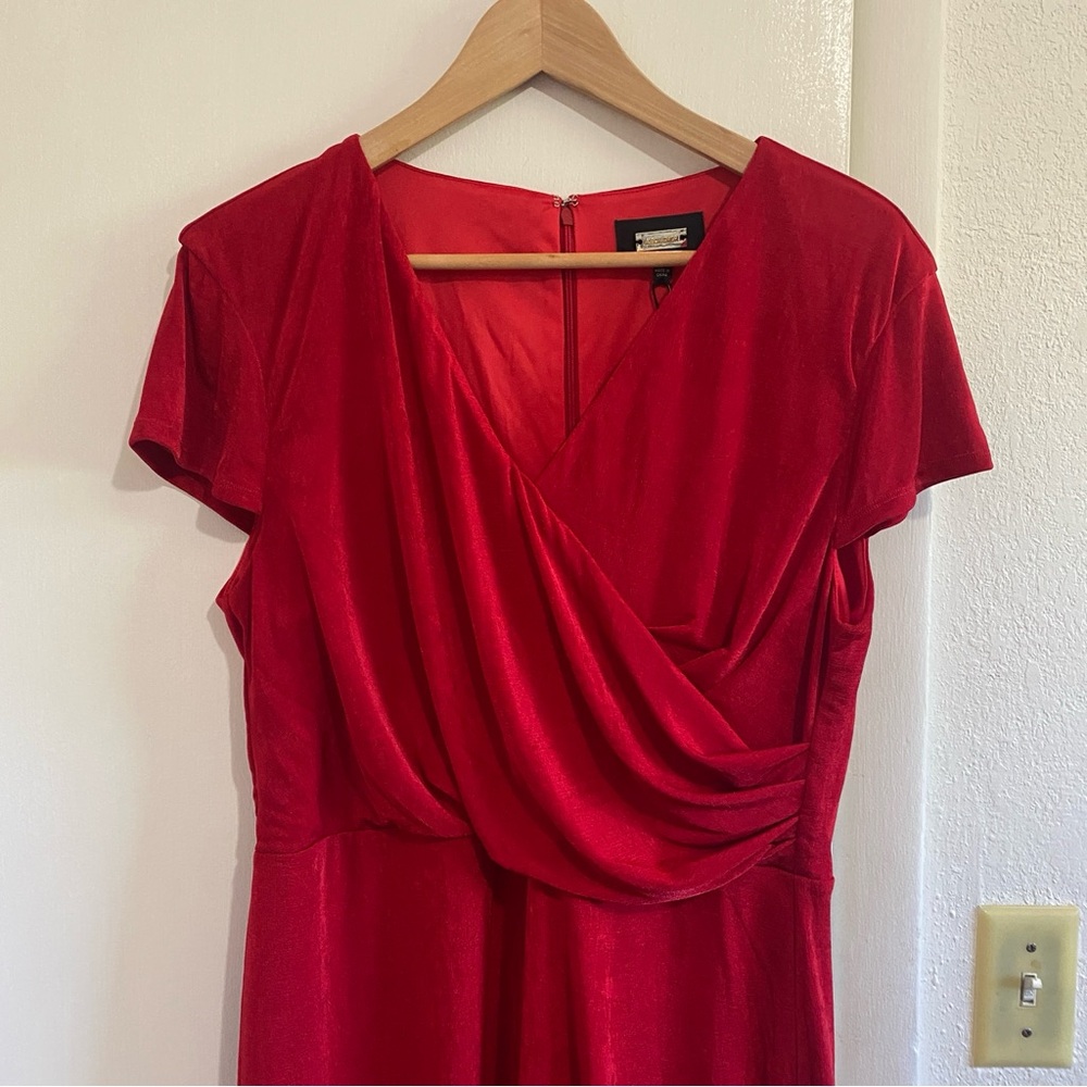 Alexia Admor Red Draped Midi Dress XL NWT Elegant Cocktail Party Evening - Picture 2 of 12
